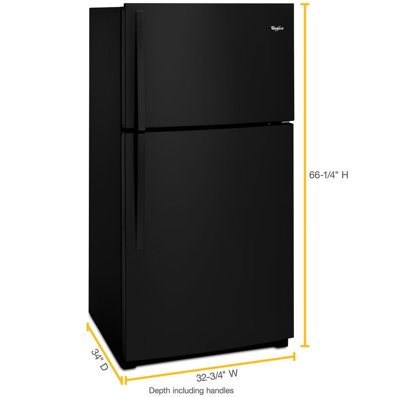 Whirlpool 33 in. 21.3 cu. ft. Top Freezer Refrigerator - Black, Black, hires