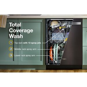 Whirlpool 24 in. Top Control Dishwasher with 47 dBA Sound Level, 3rd Rack & Auto Open Air Dry - Fingerprint Resistant Black Stainless, , hires