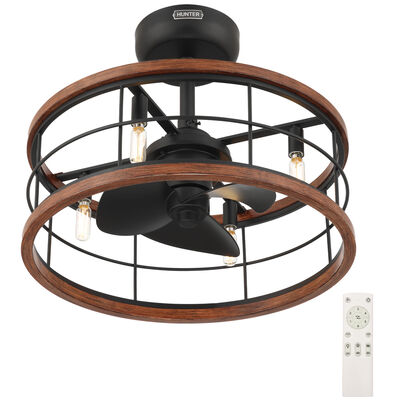 Hunter Bridgette Fandelier 22 in. Ceiling Fan with Light Kit and Handheld Remote - Matte Black/Walnut | 50107