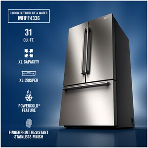 Maytag 36 in. 30.5 cu. ft. French Door Refrigerator with Internal Water Dispenser - Fingerprint Resistant Stainless Steel, , hires