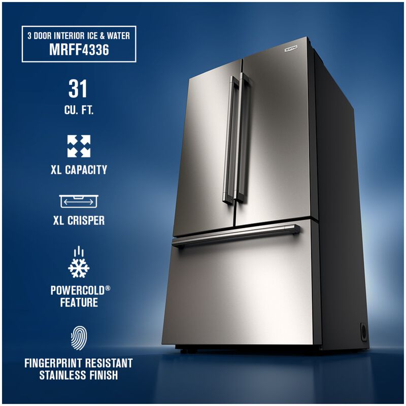 Maytag 36 in. 30.5 cu. ft. French Door Refrigerator with Internal Water Dispenser - Fingerprint Resistant Stainless Steel, , hires
