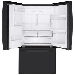 GE 36 in. 22.1 cu. ft. Counter Depth French Door Refrigerator with Ice & Water Dispenser - Fingerprint Resistant Black Slate, Black Slate, hires