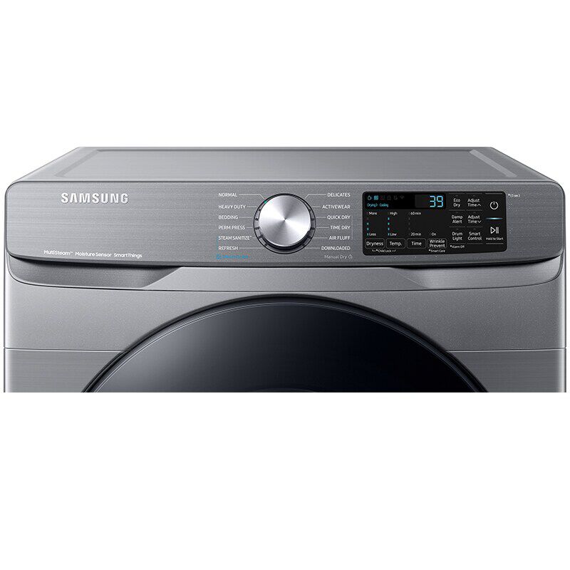 Samsung 27 in. 7.5 cu. ft. Smart Stackable Gas Dryer with Sanitize+, Steam Cycle & Sensor Dry - Platinum, Platinum, hires