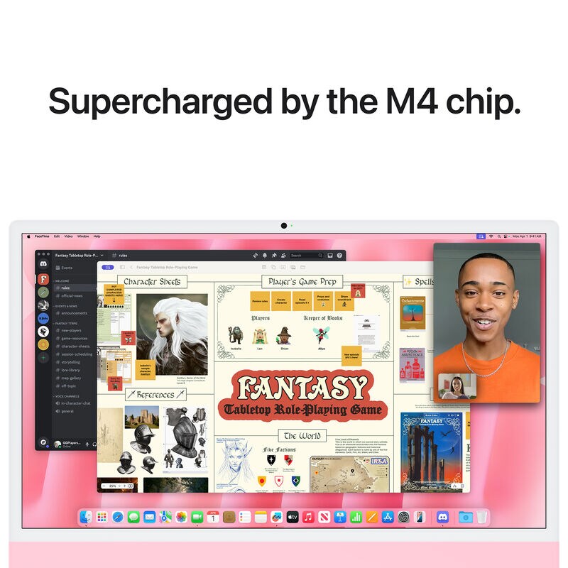 Apple iMac with 24-inch 4.5K Retina Display, M4 10-Core Chip, 16GB RAM, 512GB Storage, 10-Core GPU, 4 USB Ports, Pink, , hires