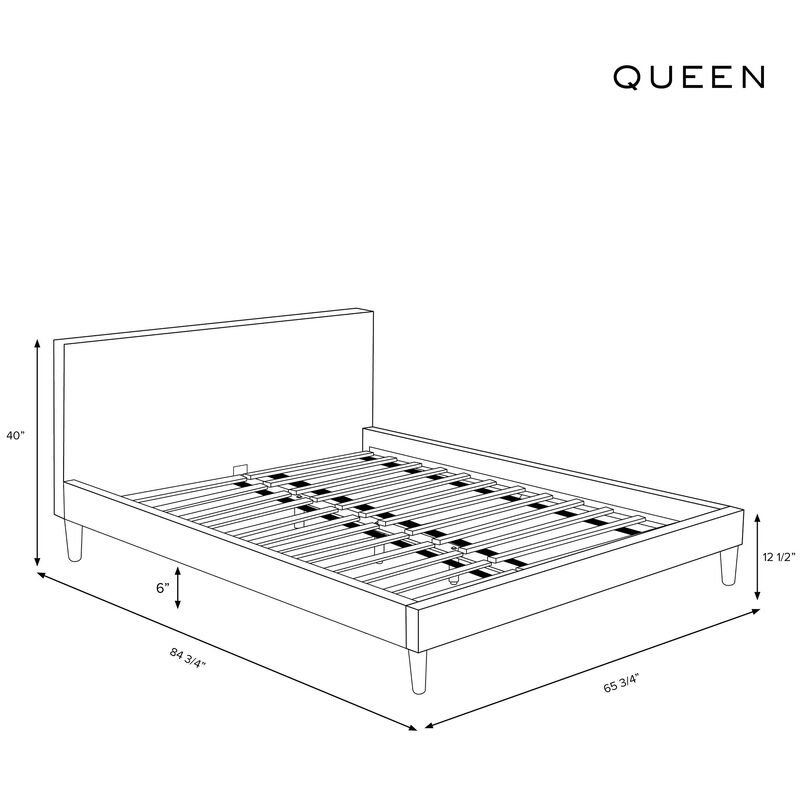 Skyline Furniture Linen Fabric Upholstered Queen Size Platform Bed - Gray, , hires