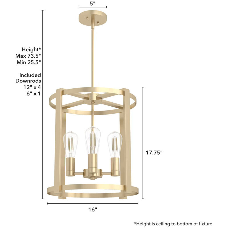 Hunter Astwood 16 in. 4-Light Chandelier - Alturas Gold, , hires