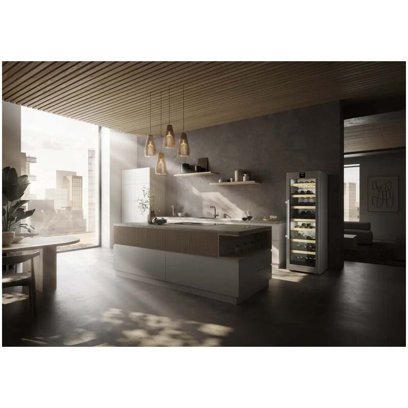 Liebherr 24 in. Freestanding Wine Cabinet with Wood Racks, Dual Temperature Zones & 155-Bottle Capacity - Stainless Steel, , hires
