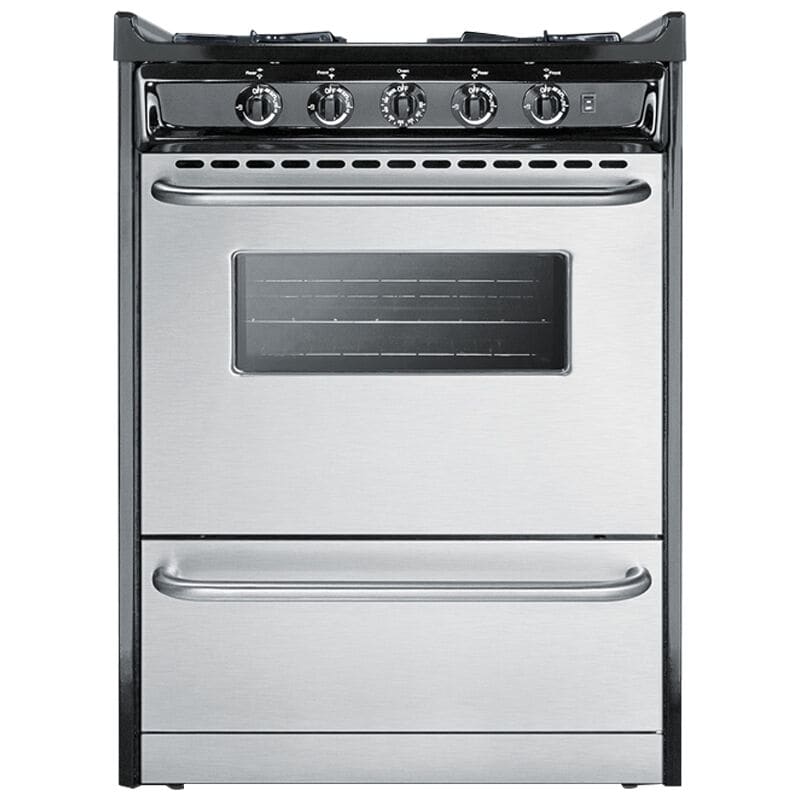 Summit 24 in. 2.9 cu. ft. Oven Slide-In Gas Range with 4 Open Burners - Stainless Steel, , hires