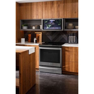 GE Profile 30 in. 5.3 cu. ft. Smart Air Fry True European Convection Slide-In Electric Range with 5 Induction Burners - Stainless Steel, , hires