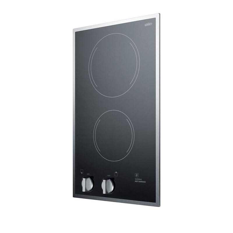 Summit 12 in. 2 Burner 220V Electric Cooktop Black Glass P.C