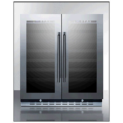 Summit 30 in. Compact Built-In or Freestanding Wine Cooler with 66 Bottle Capacity, Dual Temperature Zones & Digital Control - Stainless Steel | SWC3066B