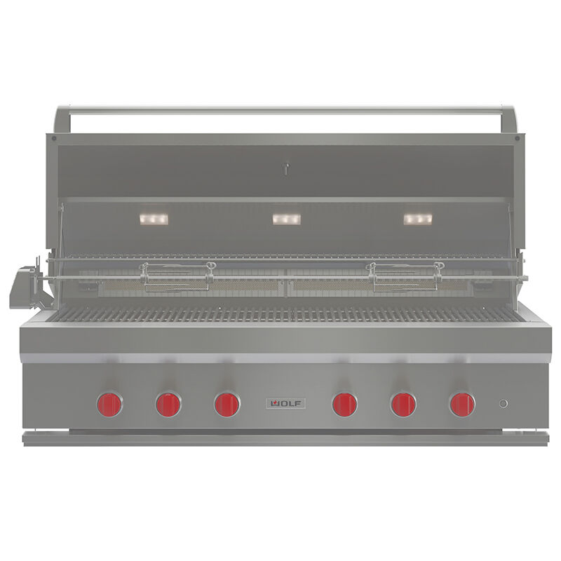 Wolf 42 in. 4-Burner Built-In Natural Gas Grill with Rotisserie, Sear Burner & Smoker Box - Stainless Steel, , hires