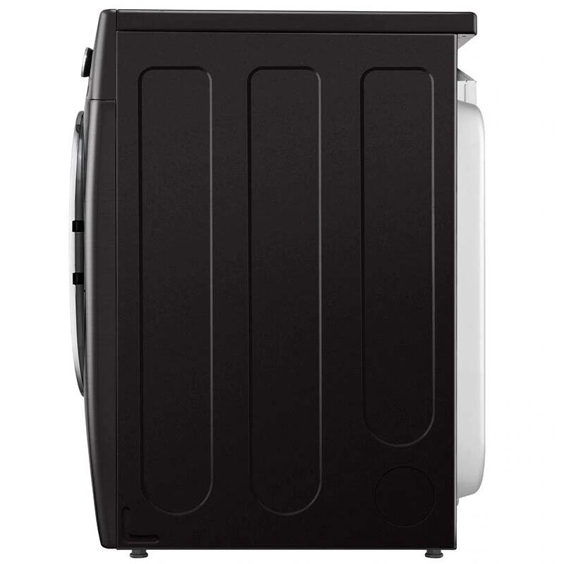 LG 27 in. 7.4 cu. ft. Smart Stackable Round-Door Electric Dryer with Tempered Glass, Built-In Intelligence, Sensor Dry, Turbo Steam, Sanitize & Steam Cycle - Black Steel, Black Steel, hires