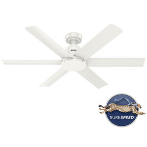 Hunter 52 in. Kennicott Damp Rated Ceiling Fan & Wall Control - Fresh White, , hires