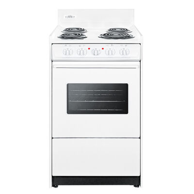 Summit 20 in. 2.4 cu. ft. Oven Freestanding Electric Range with 4 Coil Burners - White | WEM110W