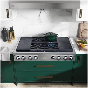 SKS 48 in. 6-Burner Smart Dual Fuel Natural Gas Rangetop with Simmer Burner & Power Burner - Stainless Steel, , hires