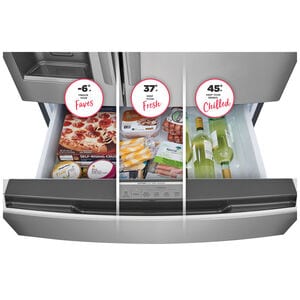 Frigidaire Gallery 36 in. 21.5 cu. ft. Counter Depth 4-Door French Door Refrigerator with External Ice & Water Dispenser and Custom-Flex Temp Drawer - Stainless Steel, Stainless Steel, hires