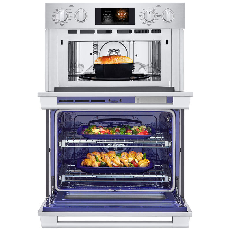 SKS 30 in. 9.4 cu. ft. Smart Top Control SteamElectric Double Wall Oven with True European Convection - Stainless Steel, , hires