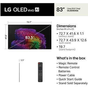 LG - 83" Class G6 Series OLED evo AI 4K UHD Smart webOS TV, , hires