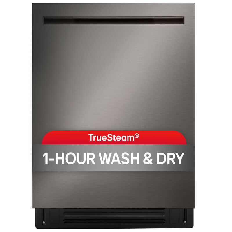 LG 24 in. Top Control Flush-Mount Smart Dishwasher with 42 dBA Sound level, 3rd-Rack, Dynamic Heat Dry with AutoVent Dry & Pocket Handle - Black Stainless Steel, , hires
