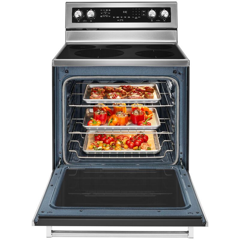 KitchenAid 30 in. 6.4 cu. ft. Convection Oven Freestanding Electric Range with 4 Smoothtop Burners - Stainless Steel, Stainless Steel, hires