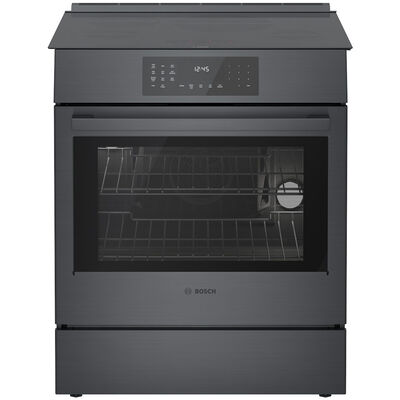Bosch 800 Series 30 in. 4.6 cu. ft. Convection Oven Slide-In Electric Range with 4 Induction Zones - Black Stainless Steel | HII8047U