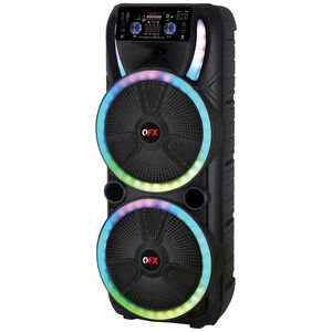 QFX Dual 15 Bluetooth Rechargeable Party PA Speaker with Two Wireless Mics & Remote - Black, , hires