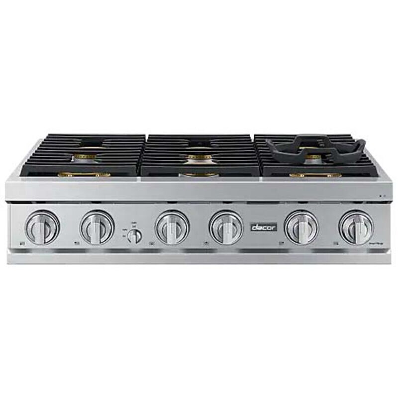 Dacor Transitional 36 in. 6-Burner Smart Natural Gas Rangetop with Simmer Burner & Power Burner - Silver Stainless, , hires