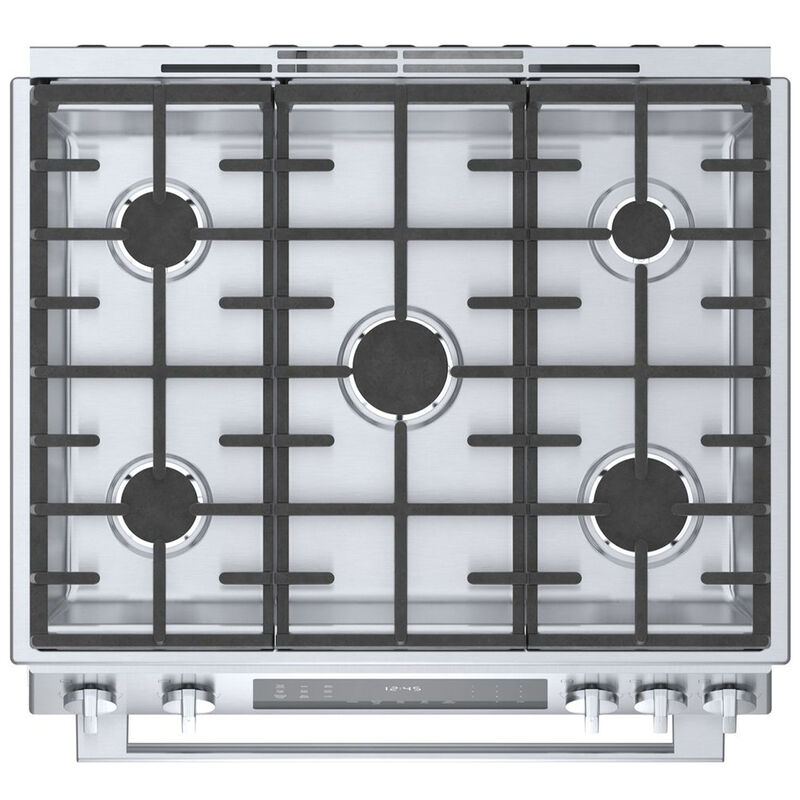 Bosch Benchmark 30 in. 4.8 cu. ft. Convection Oven Slide-In Gas Range with 5 Sealed Burners - Stainless Steel, , hires