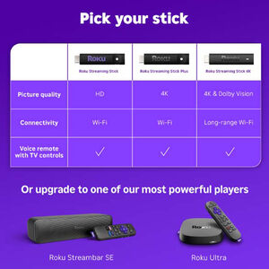 Roku - Streaming Stick - HD Streaming Device for TV with Voice Remote - Black, , hires