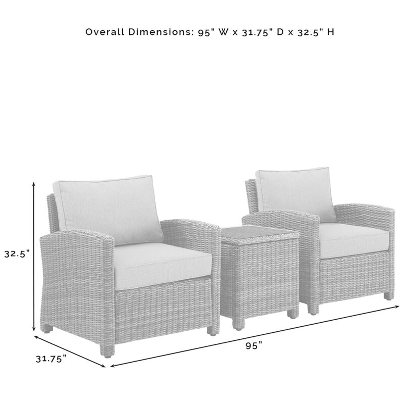 Crosley Bradenton 3-Piece Outdoor Chair and Side Table Set - Sand, , hires