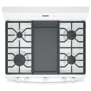 GE 30 in. 5 cu. ft. Gas Range with 5 Sealed Burners & Griddle - White, White, hires