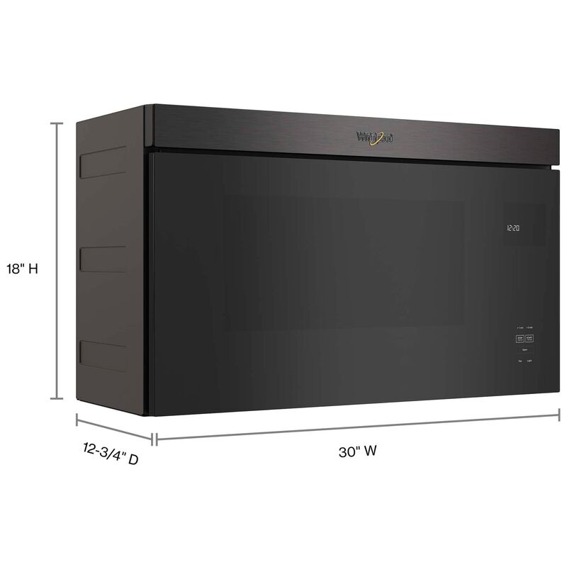 Whirlpool 30 in. 1.1 cu. ft. 1000W Over-the-Range Microwave with 300 CFM & Sensor Cooking - Black Stainless, , hires