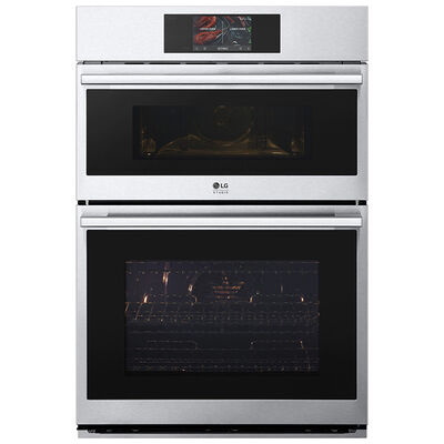 LG 30" 6.4 Cu. Ft. Electric Smart Double Wall Oven with True European Convection & Self Clean - Printproof Stainless Steel | WCES6428F