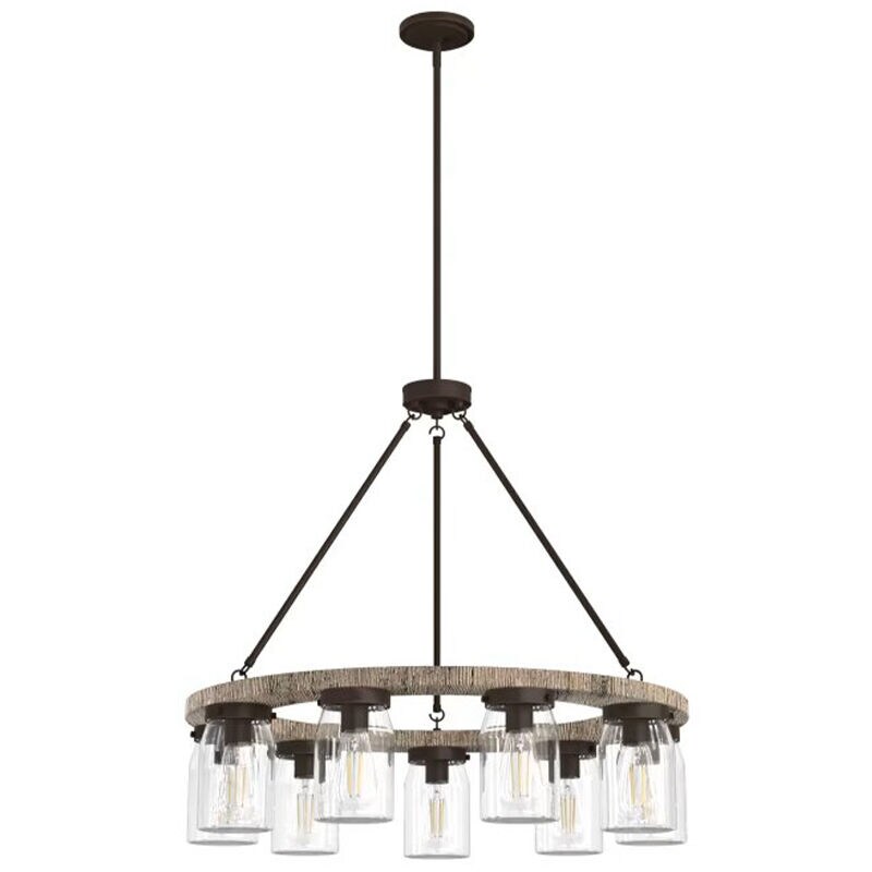 Hunter Devon Park 31 in. 9-Light Chandelier with Clear Glass - Onyx Bengal, , hires