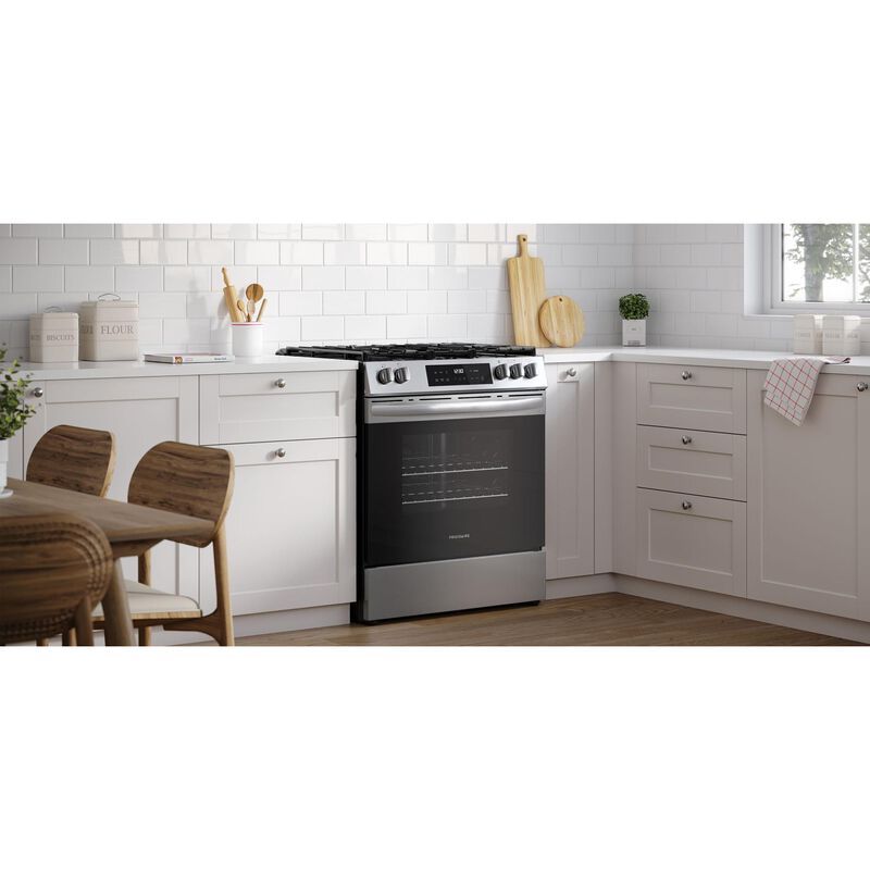 Frigidaire 30 in. 5.1 cu. ft. Air-Fry Standard Convection Gas Range with 5 Sealed Burners - Stainless Steel, , hires