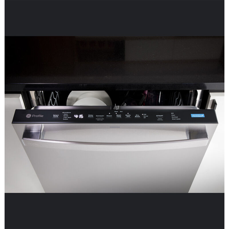 GE Profile 24 in. Top Control Flush-Mount Smart Dishwasher with 44 dBa Sound Level, 3rd-Rack & Dry Boost - Fingerprint Resistant Stainless, , hires