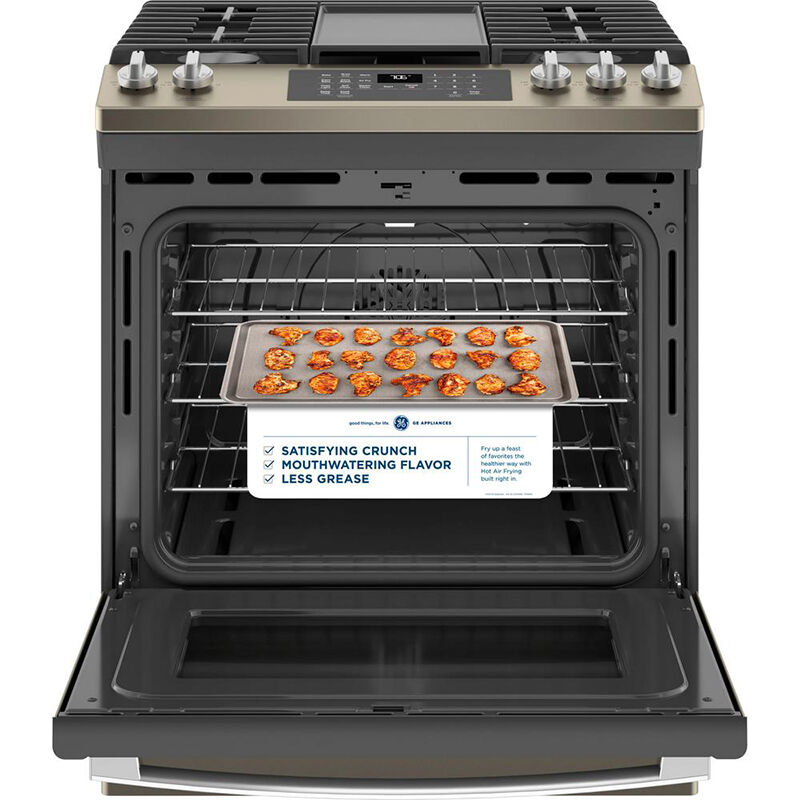 GE 30 in. 5.6 cu. ft. Smart Air Fry Convection Oven Slide-In Gas Range with 5 Sealed Burners & Griddle - Slate, Slate, hires