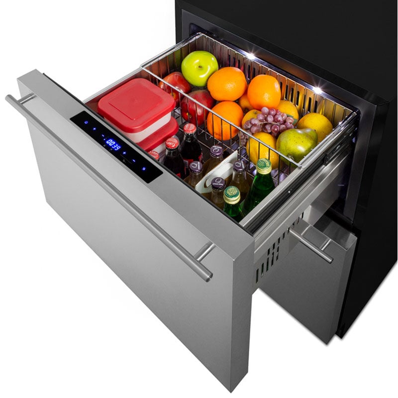 Summit 24 in. 3.3 cu. ft. Outdoor Double Refrigerator & Freezer Drawer - Custom Panel Ready, , hires