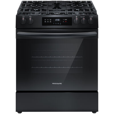 Frigidaire 30 in. 5.1 cu. ft. Slide-In Gas Range with 5 Sealed Burners - Black | FCFG3062AB