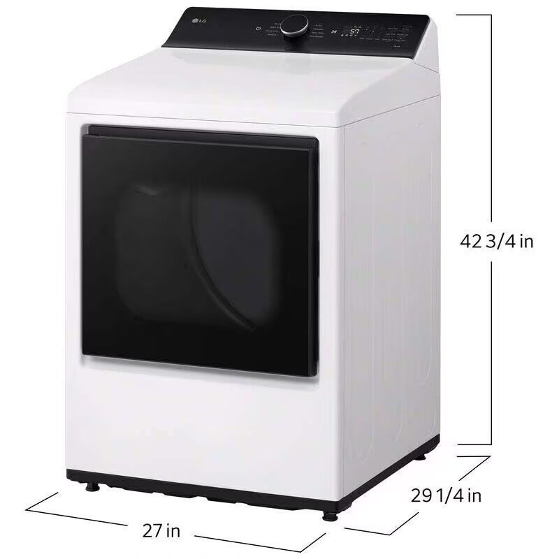 LG 27 in. 7.3 cu. ft. Smart Electric Dryer with EasyLoad Door & AI Sensor Dry - Alpine White, Alpine White, hires