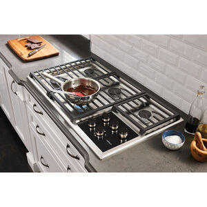Wolf Transitional 36 in. 5-Burner LP Gas Cooktop with Simmer Burner & Power Burner - Stainless Steel, , hires