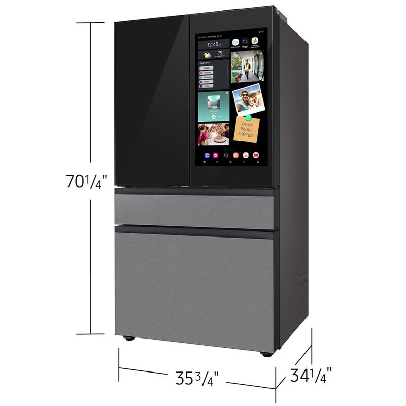 Samsung Bespoke 36 in. 28.6 cu. ft. Smart 4-Door French Door Refrigerator with AI Family Hub+, Beverage Center & Internal Water Autofill Pitcher - Charcoal Glass, , hires