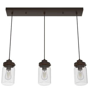 Hunter Devon Park 4.5 in. 3-Light Linear Cluster Ceiling Light with Clear Glass - Onyx Bengal, , hires