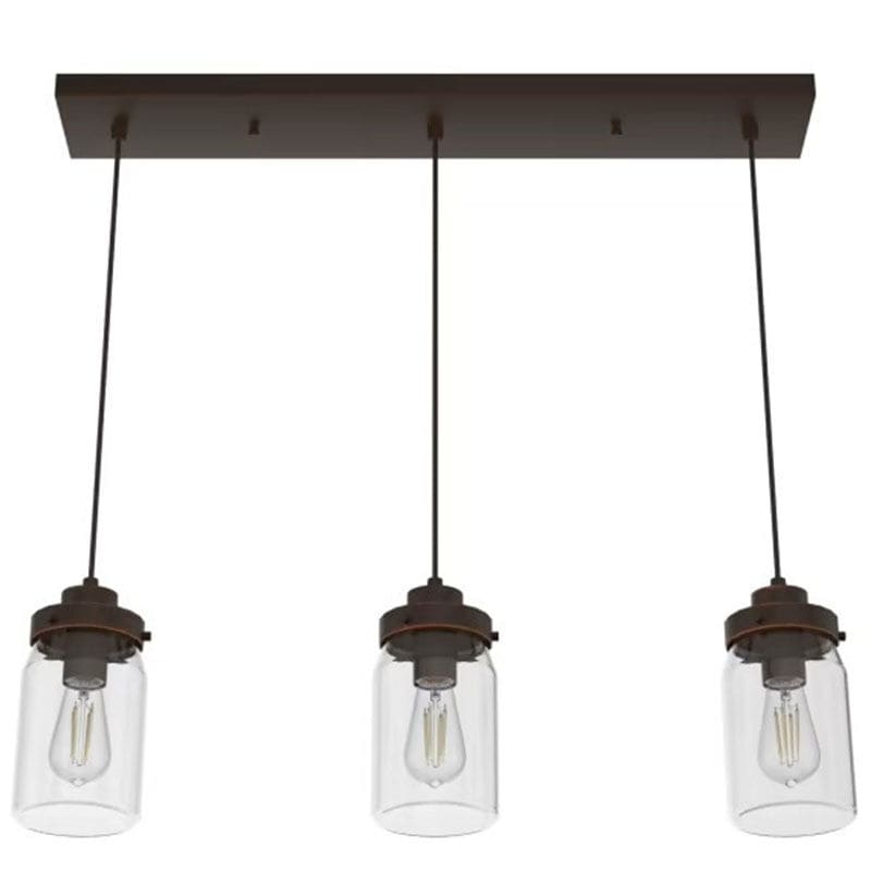 Hunter Devon Park 4.5 in. 3-Light Linear Cluster Ceiling Light with Clear Glass - Onyx Bengal, , hires