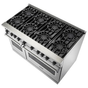 Viking 5 Series 48 in. 6.1 cu. ft. Standard Convection Double Oven Gas Range with Open Burners - Stainless Steel, , hires