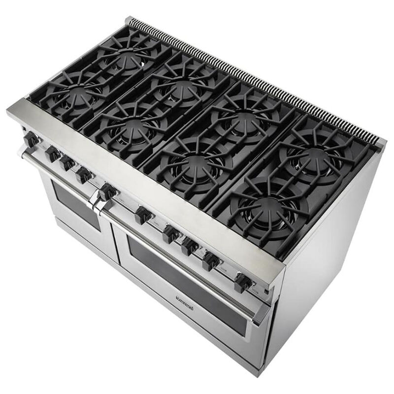 Viking 5 Series 48 in. 6.1 cu. ft. Standard Convection Double Oven Gas Range with Open Burners - Stainless Steel, , hires