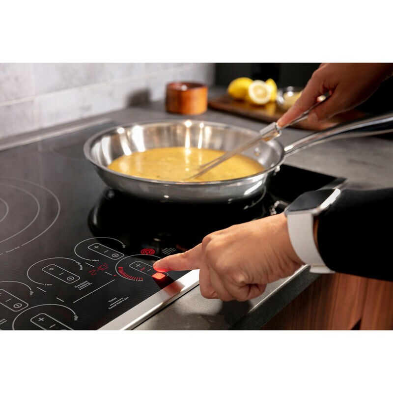 GE Profile 30 in. 5-Burner Smart Electric Cooktop with Simmer Burner & Power Burner - Black, , hires