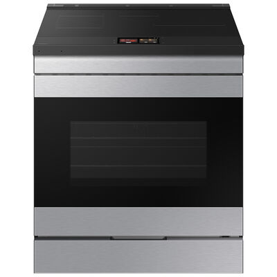 Samsung Bespoke 30 in. 6.3 cu. ft. Smart Air Fry True European Convection Slide-In Electric Range with 4 Induction Burners - Stainless Steel | NSI6DG9900SR