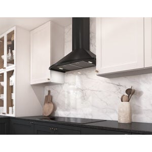 Zephyr 30 in. Convertible Chimney Style Range Hood with 600 CFM, 5 Fan Speeds & 2 LED Lights - Black, , hires